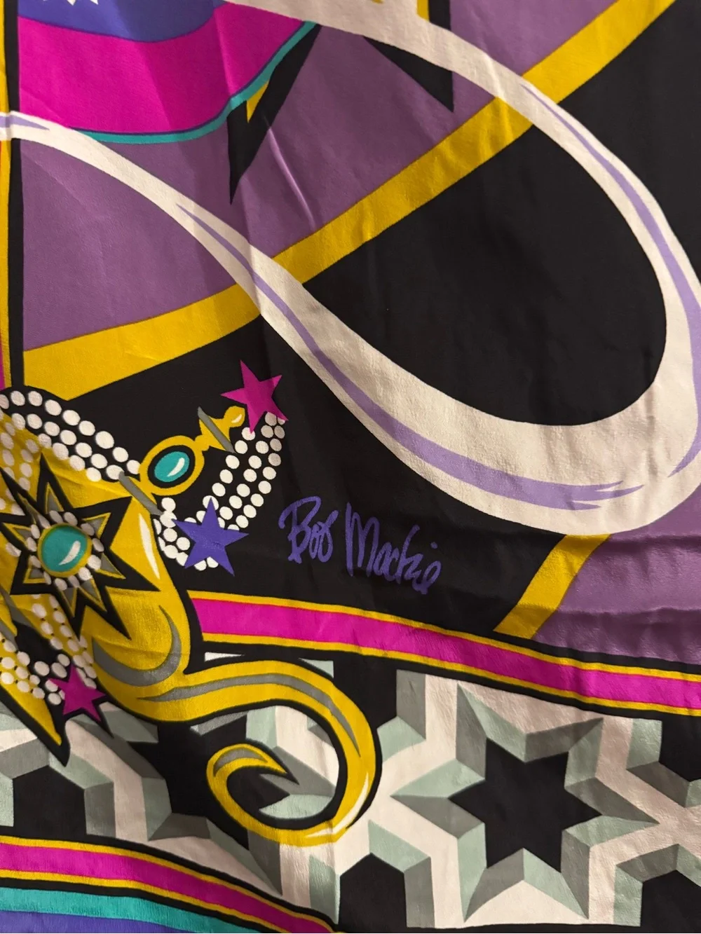 Bob Mackie Wearable Art Aladin Themed 100% Silk Scarf